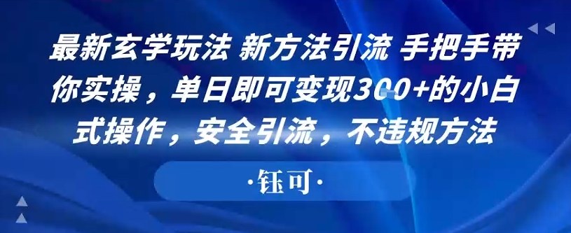 最新玄学玩法新方法引流手把手带你实操，单日即可变现3张+的小白式操作，安全引流，不违规方法-网亿资源平台