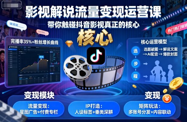 影视解说流量变现运营课，带你触碰抖音影视真正的核心-邪修侠 - 演示