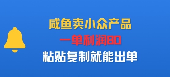 咸鱼卖小众产品，一单利润80，粘贴复制就能出单-网亿资源平台