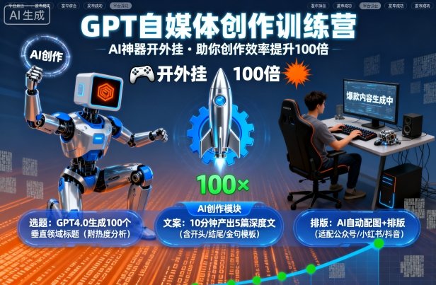 GPT自媒体创作训练营：AI神器开外挂，助你创作效率提升100倍-网亿资源平台