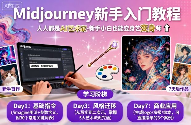 midjourney新手入门教程：人人都是AI艺术家，新手小白也能变身艺术大师-邪修侠 - 演示