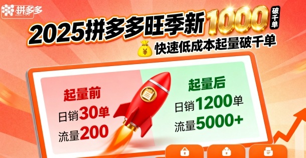 2025拼多多旺季新老店铺——快速低成本起量破千单-邪修侠