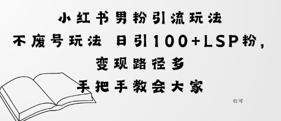 小红书男粉引流玩法不废号玩法日引100+LSP粉，变现路径多-网亿资源平台