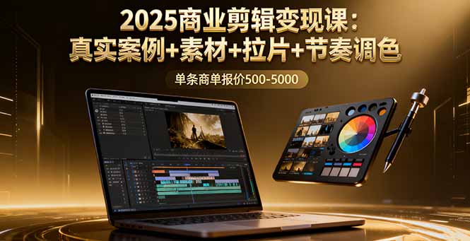 2025商业剪辑变现课：真实案例+素材+拉片+节奏调色，单条商单报价500-5000-网亿资源平台
