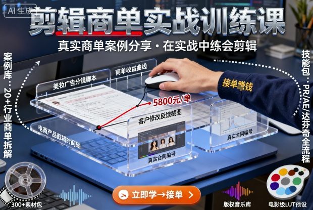 剪辑商单实战训练课，真实商单案例分享，在实战中练会剪辑-网亿资源平台