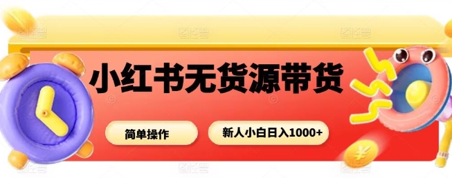 小红书无货源带货项目，简单无脑，新人小白日入多张-网亿资源平台