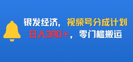 银发经济，视频号分成计划，日入3张＋，零门槛搬运-网亿资源平台