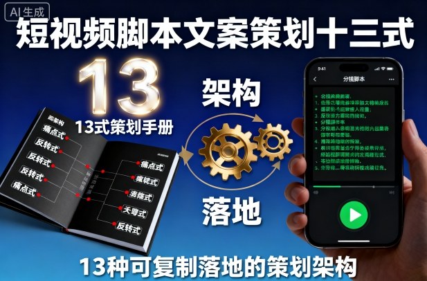 短视频脚本文案策划十三式，13种可复制落地的策划架构-邪修侠 - 学院
