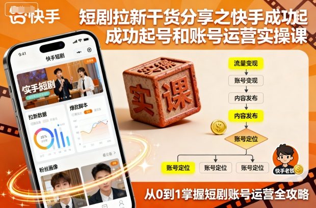 短剧拉新干货分享之快手成功起号和账号运营实操课-邪修侠 - 演示