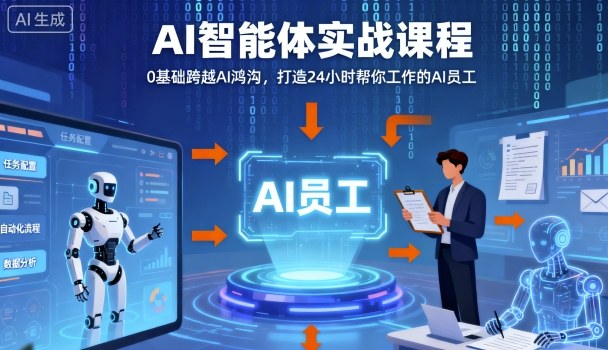 Ai智能体实战课程，0基础跨越Ai鸿沟，打造24小时帮你工作的Ai员工，打破常规，以实战定义Ai-网亿资源平台