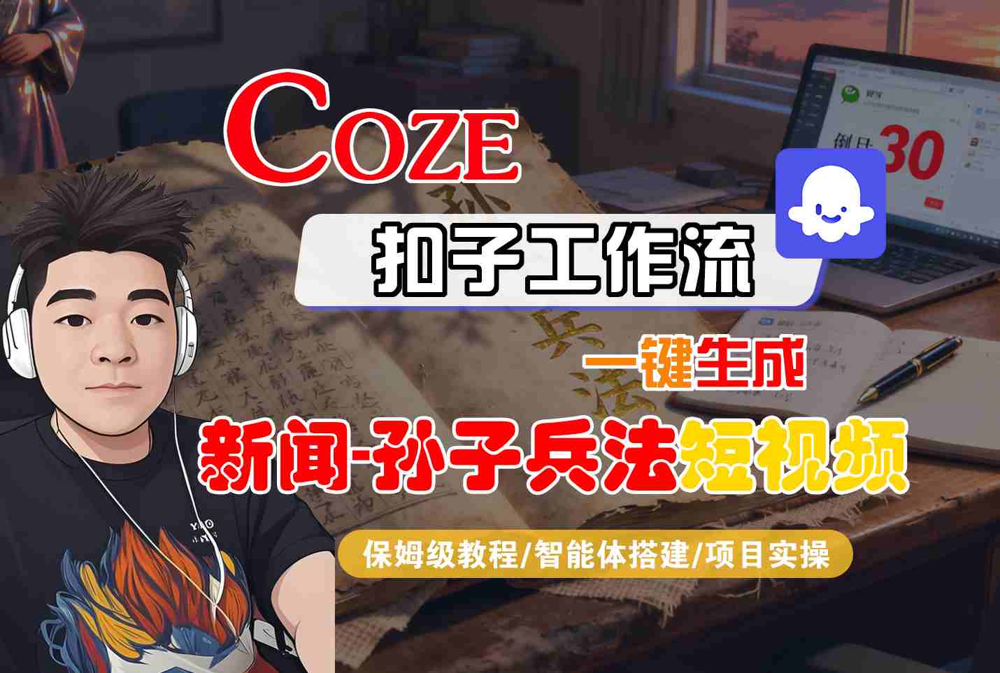 Coze扣子智能体工作流一键生成“新闻-孙子兵法“短视频，全流程保姆级教学-网亿资源平台