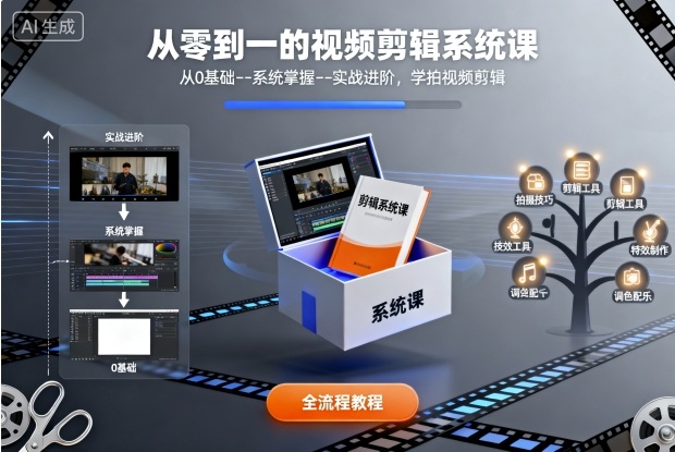 从零到一的视频剪辑系统课，从0基础–系统掌握–实战进阶，学拍视频剪辑-邪修侠 - 演示