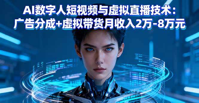 （16148期）AI数字人短视频与虚拟直播技术：广告分成+虚拟带货月收入2万-8万元-网亿资源平台