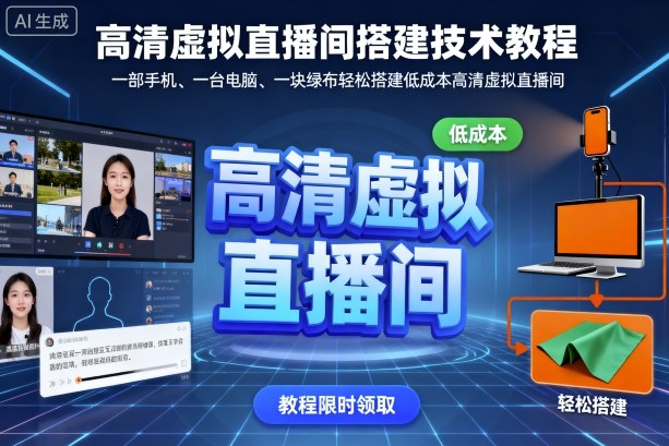 高清虚拟直播间搭建技术教程，一部手机、一台电脑、一块绿布轻松搭建低成本高清虚拟直播间-网亿资源平台