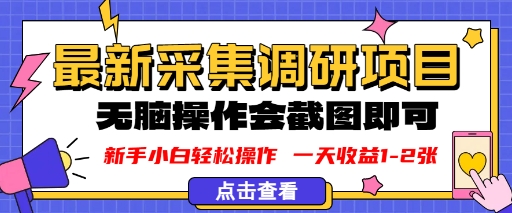 新版采集调研项目,截图上传即可,无脑操作,日收益1-2张