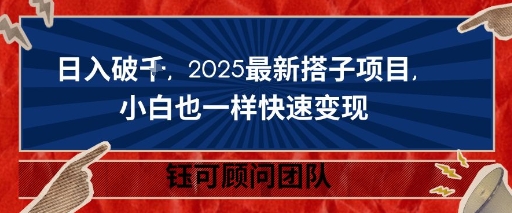 日入破K，2025最新搭子项目，小白也一样快速变现-网亿资源平台