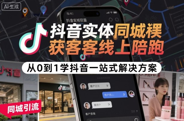 抖音实体同城获客线上陪跑，从0到1学抖音一站式解决方案-网亿资源平台