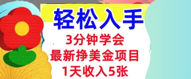 最新挣美金项目，日入5张，3分钟学会，小白轻松入手（长久的被动收入）-网亿资源平台