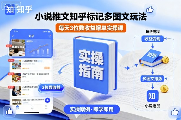 小说推文知乎标记多图文玩法,每天3位数收益爆单实操课-网亿资源平台