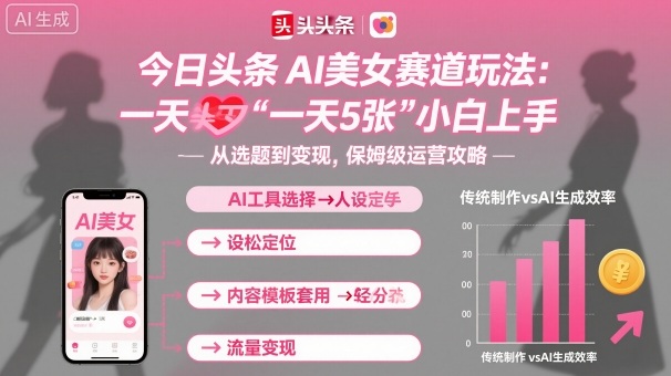 今日头条AI美女赛道玩法，一天轻松5张，小白轻松上手-网亿资源平台