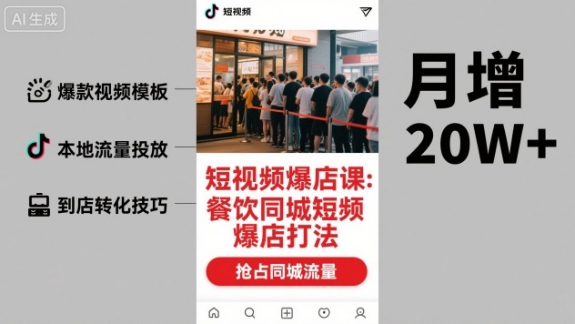 短视频爆店课，餐饮同城短视频爆店打法-邪修侠