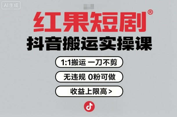 红果短剧拉新之抖音搬运实操课，1：1搬运，一刀不剪，无违规，0粉可做，收益上限高-邪修侠 - 演示