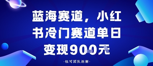 小红书冷门蓝海赛道，0成本，单日变现多张-网亿资源平台