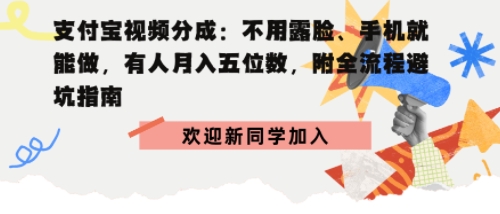 支付宝视频分成拆解：不用露脸、手机就能做，有人月入五位数，附全流程避坑指南-网亿资源平台