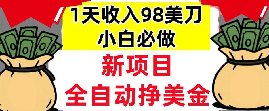 新项目，全自动挣美刀，1天收入98刀，0门槛，适合新人的被动收入（最终版本）-网亿资源平台
