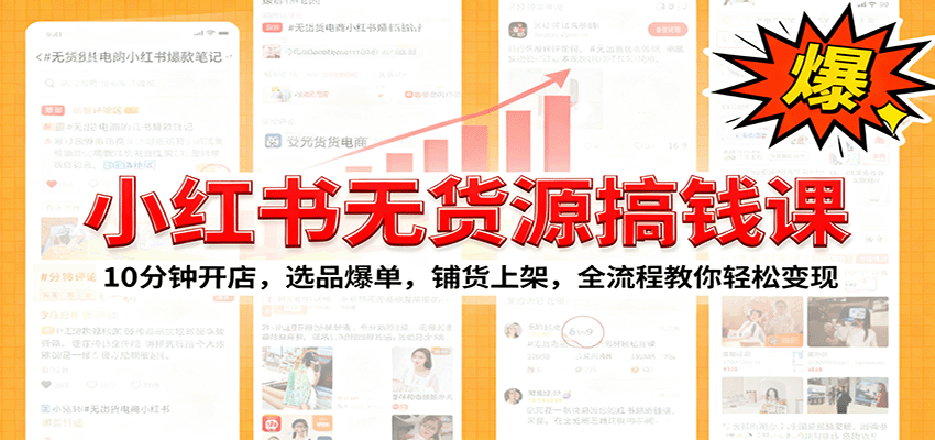 小红书无货源爆单课：10分钟开店，选品爆单，铺货上架，全流程教你轻松变现-邪修侠 - 演示