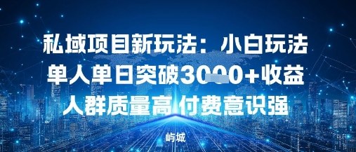 私域项目新玩法：小白玩法单人单日突破1k收益人群质量高付费意识强-课程网