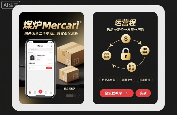 煤炉Mercari国外闲鱼二手电商运营实战全流程,仿品高利润,简单上手,闷声搞钱-邪修侠 - 演示