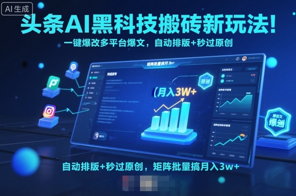 头条AI黑科技搬砖新玩法！一键爆改多平台爆文，自动排版+秒过原创，矩阵批量搞月入3w+【揭秘】-邪修侠 - 演示