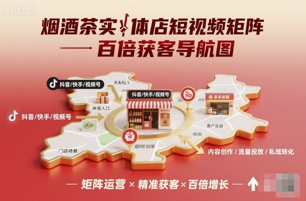 烟酒茶实体店短视频矩阵百倍获客导航图-网亿资源平台