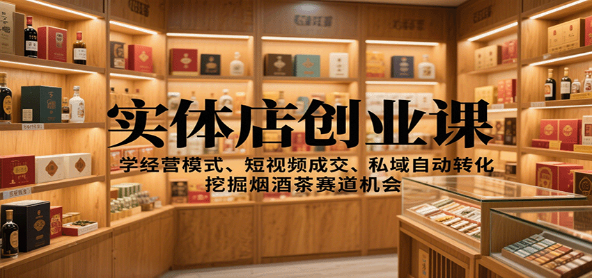 实体店创业课：学经营模式、短视频成交、私域自动转化，挖掘烟酒茶赛道机会-邪修侠