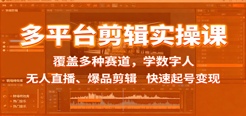 多平台剪辑实操课:覆盖多种赛道,学数字人、无人直播、爆品剪辑,快速起号变现-邪修侠 - 演示
