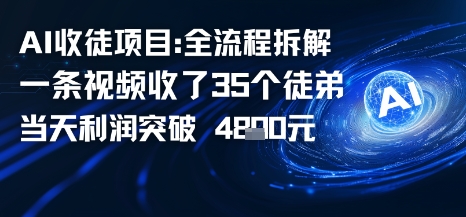 AI收徒项目全流程拆解一条视频收了三十几个徒弟，当天利润突破1k-网亿资源平台