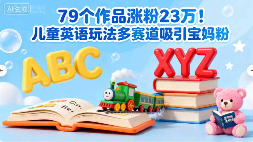 79个作品涨粉23w！儿童英语玩法多赛道吸引宝妈粉-网亿资源平台