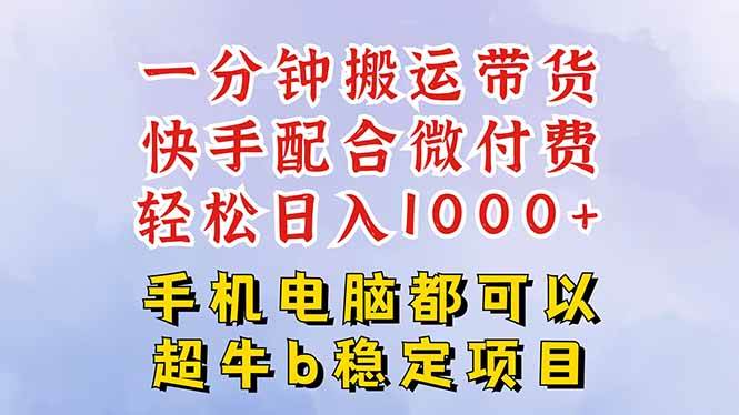 （16285期）快手黑科技一分钟搬运带货，一刀不剪过原创，微付费投流玩法，轻松日入…-网亿资源平台