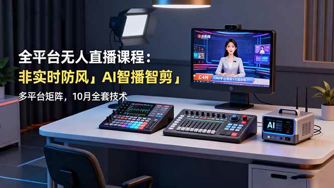 （16279期）全平台无人直播课程：非实时防风＋AI智播智剪＋多平台矩阵，10月全套技术-网亿资源平台