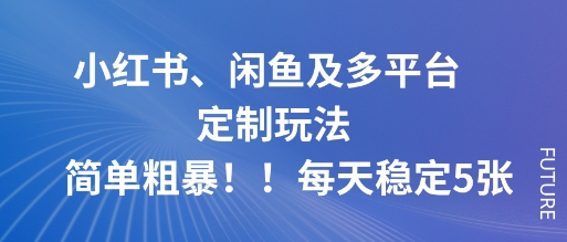 小红书、闲鱼及多平台定制玩法简单粗暴！每天稳定5张-邪修侠 - 演示