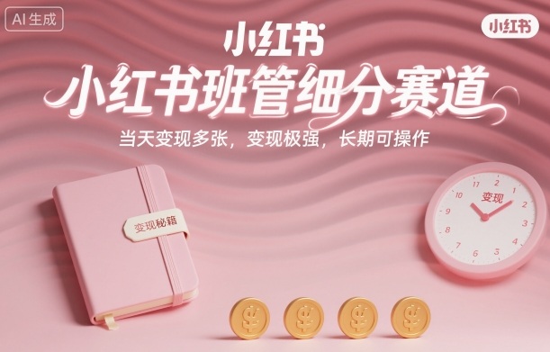 小红书班管细分赛道，当天变现多张，变现极强，长期可操作-网亿资源平台