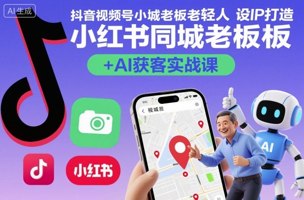 抖音视频号小红书同城老板轻人设IP打造+AI获客实战课，人设打造-算法拆解-拍摄剪辑-内容运营-AI创作-邪修侠 - 演示