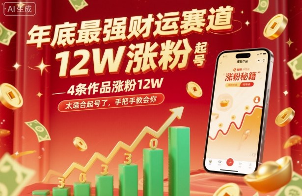 年底最强财运赛道，4条作品涨粉12W，太适合起号了，手把手教会你-网亿资源平台