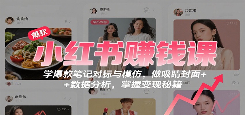 小红书赚钱课：学爆款笔记对标与模仿，做吸睛封面 + 数据分析，掌握变现秘籍-邪修侠 - 演示