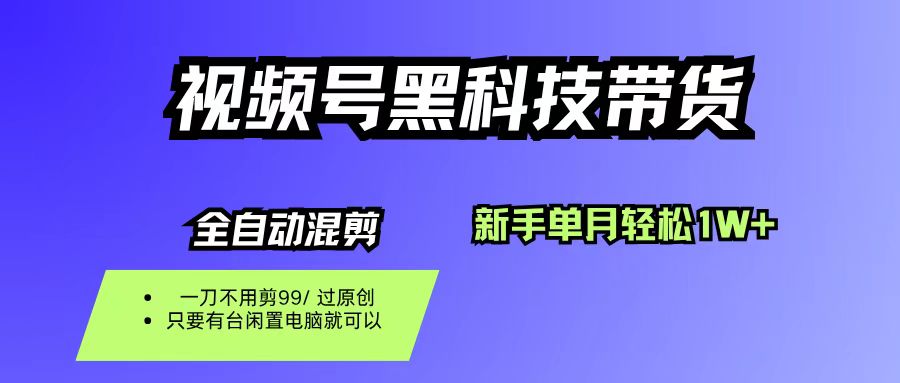 （16321期）视频号黑科技短视频带货，新手也能单月到手1W+，一刀不用剪，零投资-网亿资源平台