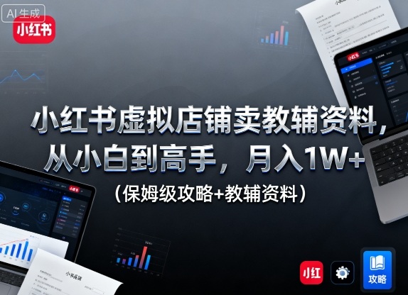 小红书虚拟店铺卖教辅资料，从小白到高手，月入1W+（保姆级攻略+教辅资料）-邪修侠 - 演示