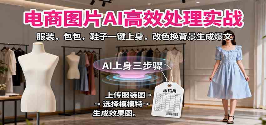 电商图片AI高效处理实战，服装，包包，鞋子一键上身，改色换背景生成爆文-网亿资源平台
