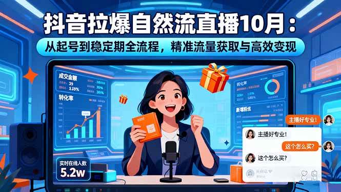 （16339期）抖音拉爆自然流直播10月：从起号到稳定期全流程，精准流量获取与高效变现-网亿资源平台