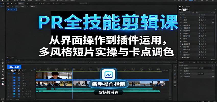 PR全技能剪辑课：从界面操作到插件运用，多风格短片实操与卡点调色-邪修侠 - 演示